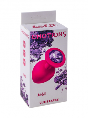 Анальная пробка розовая с фиолетовым кристаллом Emotions Cutie Large