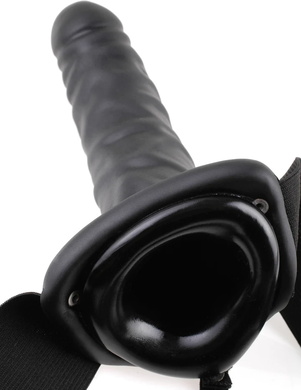 Фаллопротез на ремнях чёрный Hollow Strap-On 8"