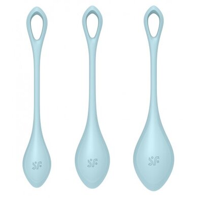 Вагинальные шарики голубые Yoni Power 2 Kegel Balls Satisfyer  (3 шт)
