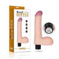 Реалистичный вибратор с мошонкой REAL SOFTEE 20 см