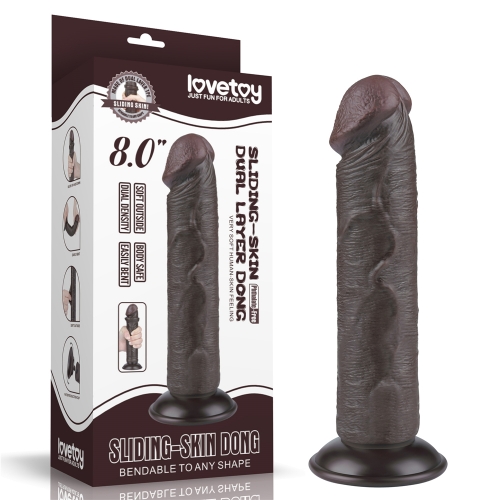Реалистичный фаллоимитатор с "подвижной кожей" LoveToy Sliding Skin Dual Layer Dong коричневый