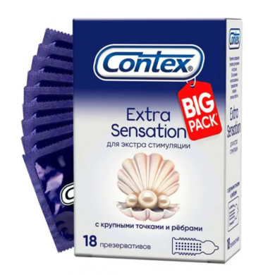 Презервативы Contex Extra Sensation с крупными точками и ребрами (18 шт)