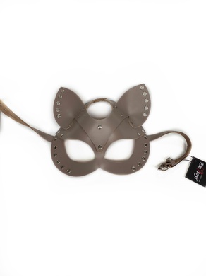 Маска Cat из натуральной кожи с люверсами бежевая Erotoys Fetish line, Ero-93br