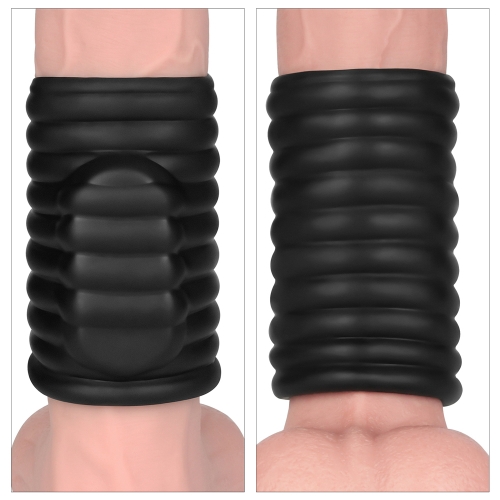 Рельефная вибронасадка на пенис Wave Knights Ring (Black)