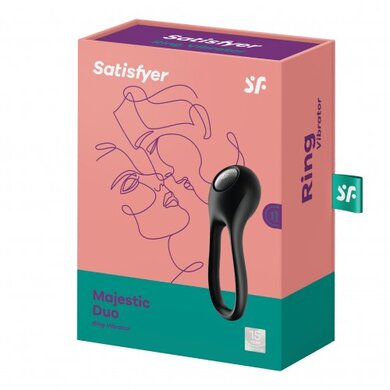 Эрекционное виброкольцо черное Majestic Duo Satisfyer 