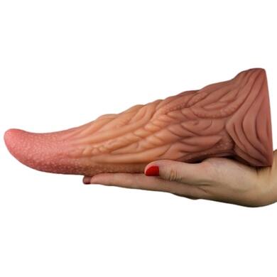 Фаллос-язычок на присоске с рельефным стволом Lovetoy Nature Cock Tongue 25 см