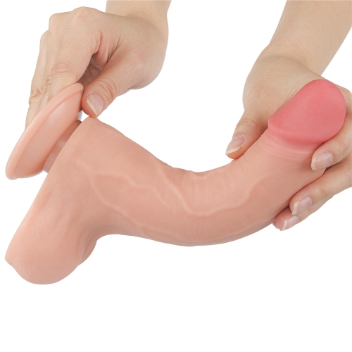 Реалистичный фаллоимитатор на присоске Sliding Skin Dual Layer Dong 22 см