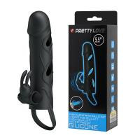 Вибронасадка на пенис с клиторальным стимулятом Pretty Love Penis Sleeve with Ball Strap