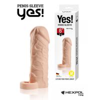 Насадка для увеличения члена реалистичная с кольцом для мошонки Yes! 15 см, размер M