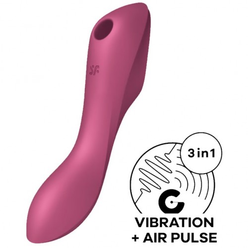 Вакуумный вибростимулятор для клитора и точки G красный Curvy Trinity 3 Satisfyer 