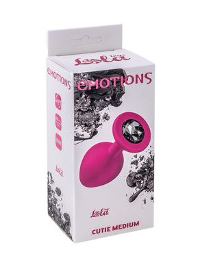 Анальная пробка розовая с черным кристаллом Emotions Cutie Medium