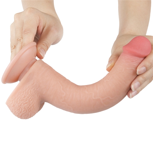 Реалистичный фаллоимитатор на присоске Sliding Skin Dual Layer Dong 22 см