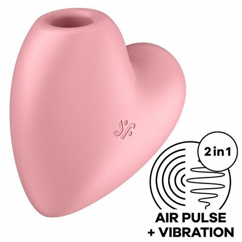 Вакуумно-волновой стимулятор с вибрацией розовый Cutie Heart Satisfyer 