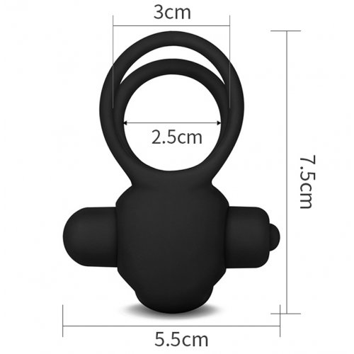 Двойное виброкольцо Power Clit Duo Silicone Cockring чёрное
