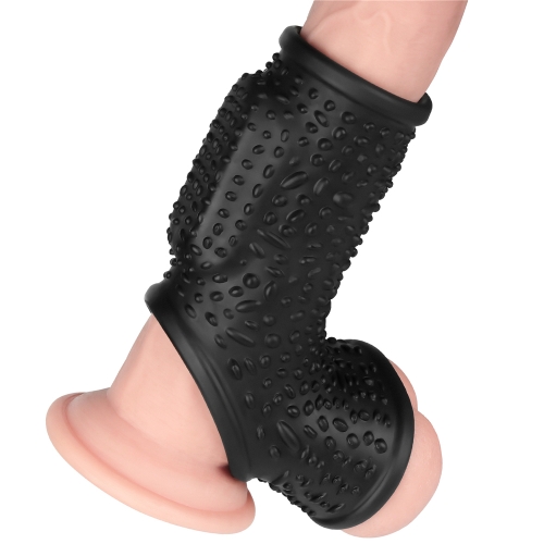 Рельефная вибронасадка на пенис и мошонку Vibrating Drip Knights Ring 