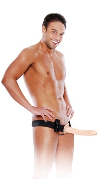 Фаллопротез с вибрацией на ремнях Vibrating Hollow Strap-On 10"