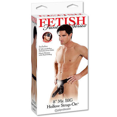 Фаллопротез чёрный Mr. Big Hollow Strap-On 8"