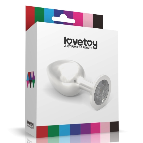 Анальная пробка из стали с кристаллом синего цвета Silver Clear Rosebud L