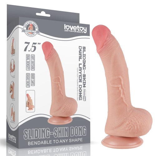 Реалистичный фаллоимитатор на присоске Sliding Skin Dual Layer Dong 19.5 см