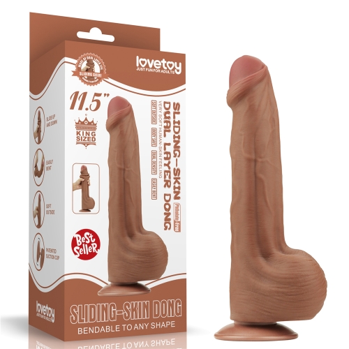 Реалистичный фаллоимитатор на присоске Sliding Skin Dual Layer Dong 29 см