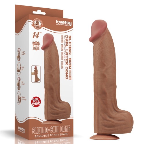 Реалистичный фаллоимитатор на присоске Sliding Skin Dual Layer Dong 36 см