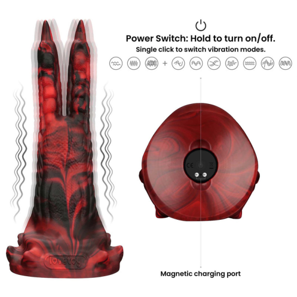 Вибратор в форме лапы с двумя когтями - Double-Claw Vibrating Silicone Dildo Savage Charm 10 режимов вибрации