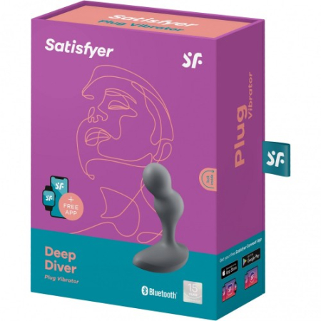 Анальный смарт-стимулятор с вибрацией серый  Deep Diver Satisfyer