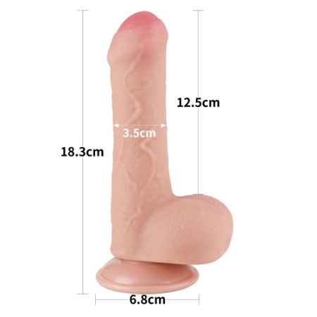 Реалистичный фаллоимитатор на присоске Sliding Skin Dual Layer Dong 18,3 см