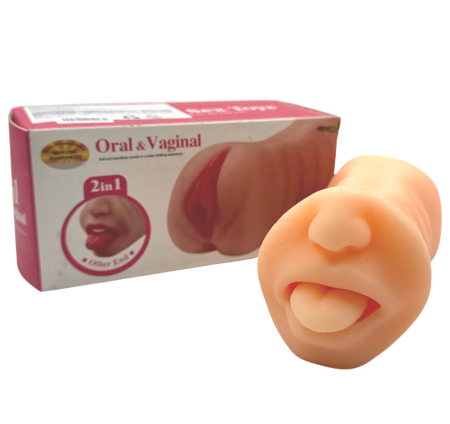 Реалистичный двусторонний мастурбатор Oral and Vaginal