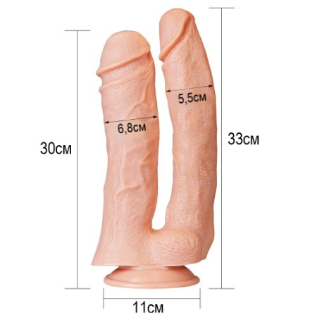 Огромный двойной фаллос на присоске Lovetoy Realistic Mega Double Dildo 33 см