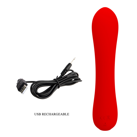 Перезаряжаемый изогнутый вибратор для точки G Pretty Love Matt Super Soft Silicone красный