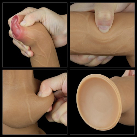Фаллос с закрытой головкой и высоко посаженной мошонкой Dual Layered Handle Cock 28 см