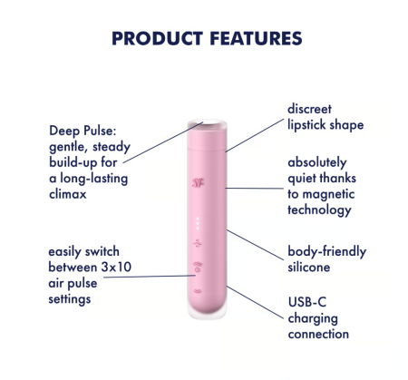 Вакуумно-волновой бесконтактный стимулятор клитора розовый First Kiss Satisfyer 