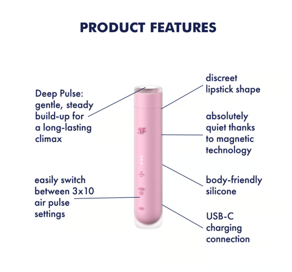 Вакуумно-волновой бесконтактный стимулятор клитора розовый First Kiss Satisfyer 
