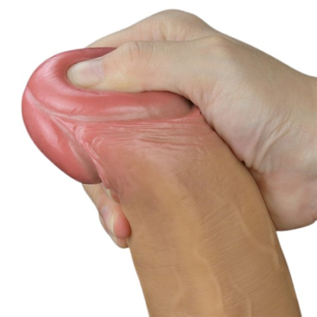 Реалистичный фаллос с высоко посаженной мошонкой Lovetoy Silicone Cock 30 см
