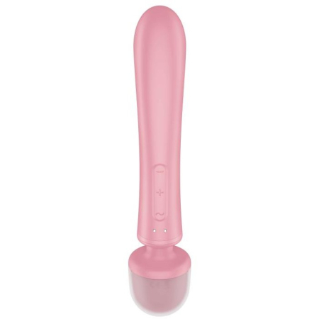 Двусторонний вибратор с клиторальным стимулятором Wand + Rabbit Triple Lover Pink Satisfyer 