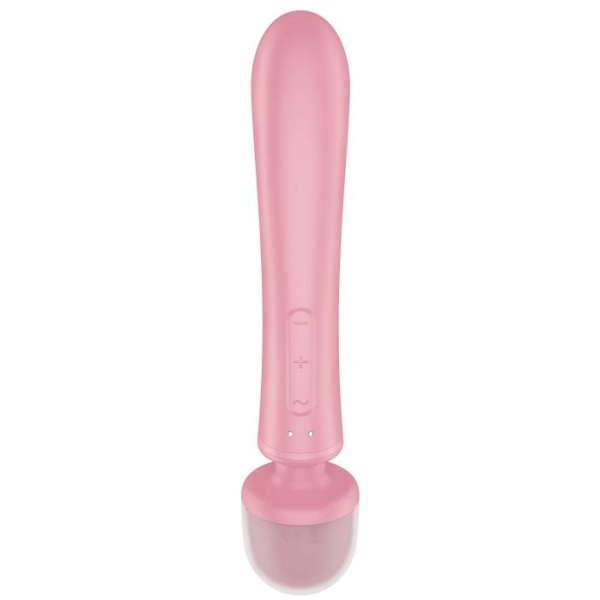 Двусторонний вибратор с клиторальным стимулятором Wand + Rabbit Triple Lover Pink Satisfyer 