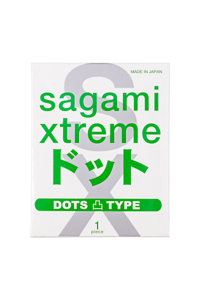 Презервативы анатомической формы с рельефными точками латексные Sagami Xtreme dots Type-E (1 шт)