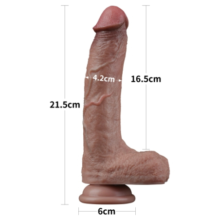 Реалистичный фаллоимитатор с мошонкой Dual Layered Silicone 21 см