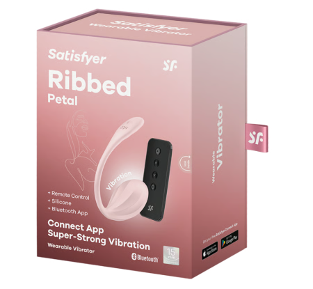 Вагинально-клиторальный смарт-стимулятор для ношения розовый Ribbed Petal Satisfyer 