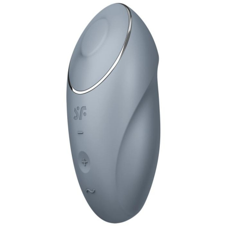 Клиторальный вибростимулятор с пульсацией серо-голубой Tap аnd Climax 1 Satisfyer
