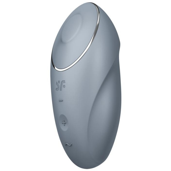 Клиторальный вибростимулятор с пульсацией серо-голубой Tap аnd Climax 1 Satisfyer
