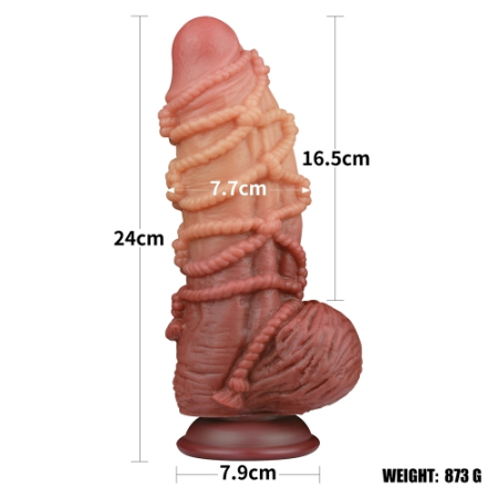 Реалистичный фаллоимитатор с необычным дизайном Cock with Rope 24 см