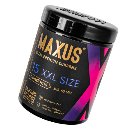 Презервативы Maxus XXL увеличенного размера в пластиковом кейсе (15 шт)