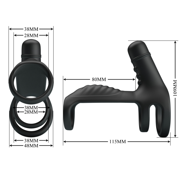 Вибронасадка на пенис с клиторальным стимулятором Pretty Love Vibrating Penis Sling
