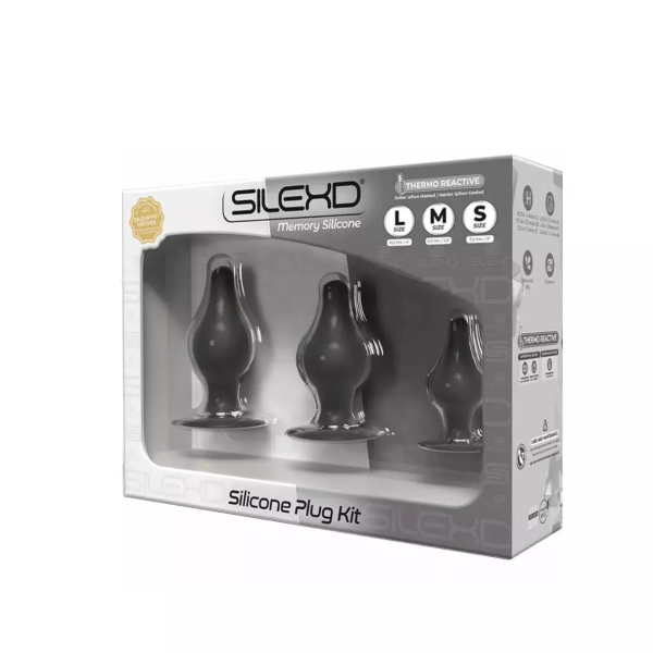 Набор из трех черных анальных втулок SILEXD Silicone Plug Kit Model 2