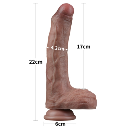 Реалистичный фаллоимитатор с мошонкой Dual Layered Silicone  22 см