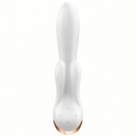 Смарт-вибратор с клиторальным стимулятором белый Double Flex Satisfyer