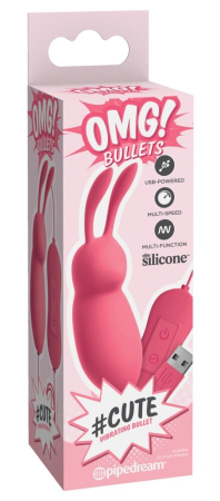 Перезаряжаемая вибропуля розовая с проводным управлением OMG! #Cute Vibrating Bullet