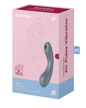 Вакуумный вибростимулятор для клитора и точки G серый Curvy Trinity 1 Satisfyer